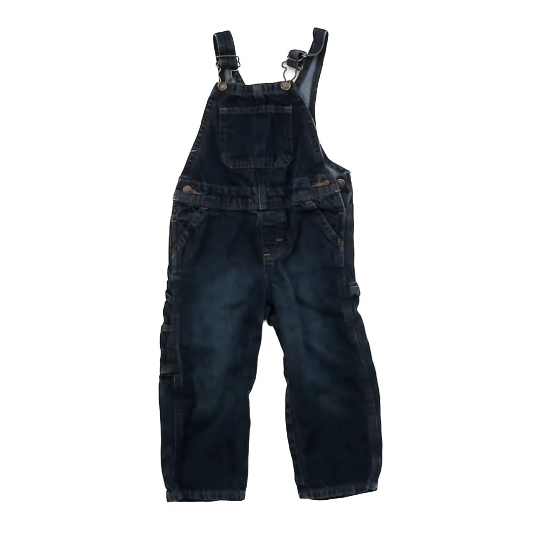 Unknown Unisex Dark Blue Denim Overalls Size: 3T Dark Blue Denim