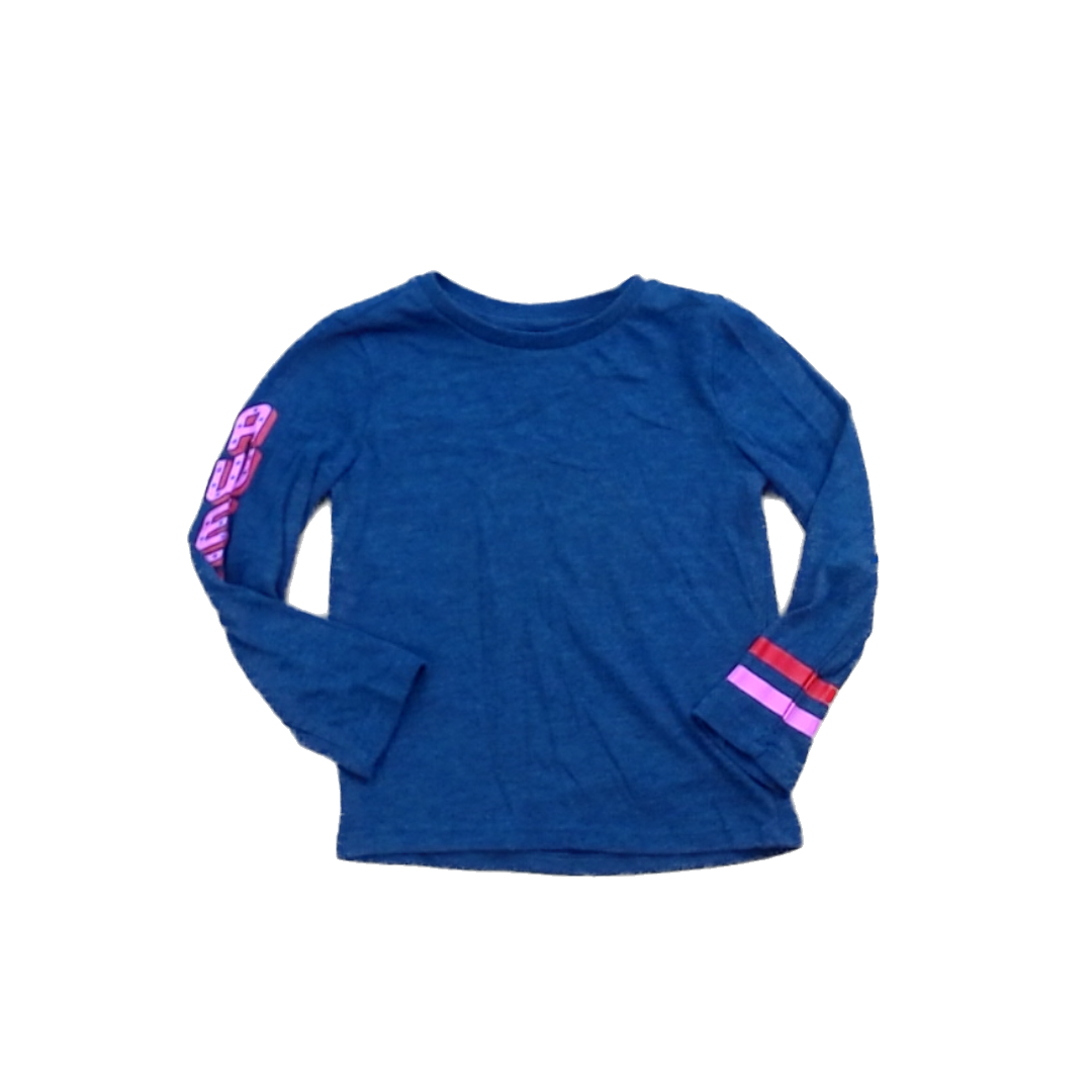 Rockets Of Awesome Girls Dark Blue Gray | Pink ROA Down Arms Long Sleeve T-Shirt Size: 5T - 8 Years Dark Blue Gray | Pink ROA Down Arms