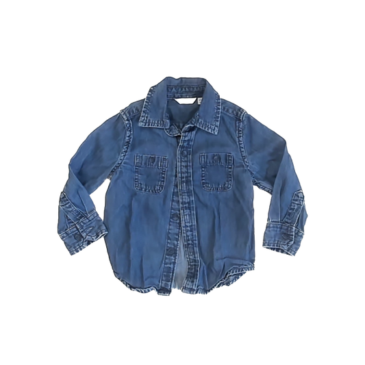Janie and Jack Boys Dark Blue Button Down Long Sleeve Size: 18 Months Dark Blue