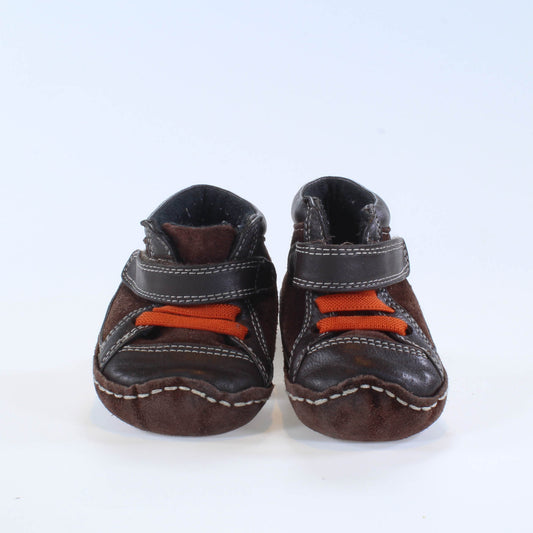 See Kai Run Boys Dark Brown | Orange Laces Booties Size: 6-9 Months