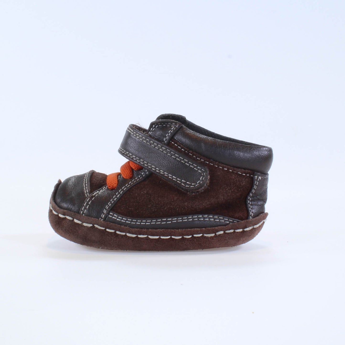 See Kai Run Boys Dark Brown | Orange Laces Booties Size: 6-9 Months