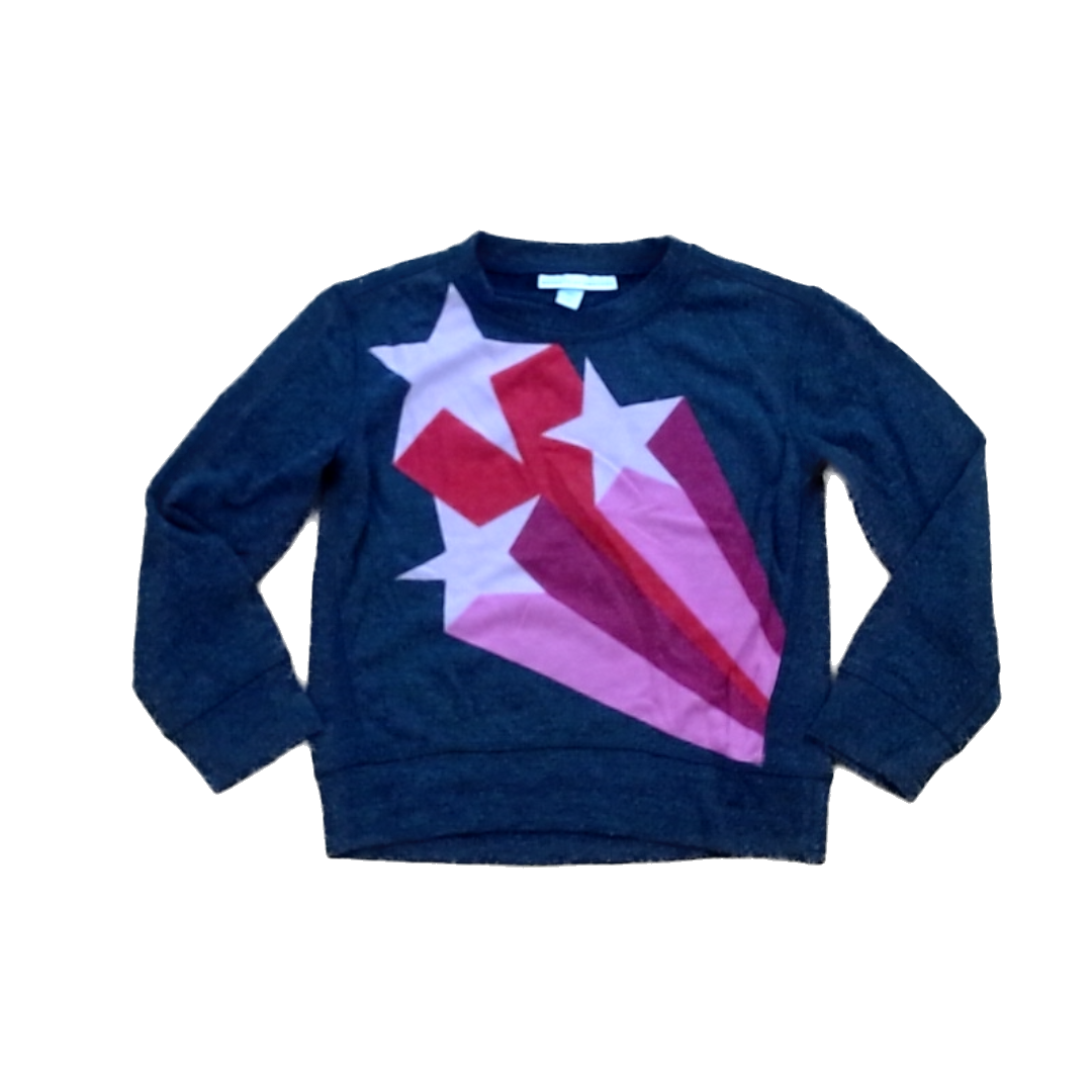 Rockets Of Awesome Girls Dark Gray | Pink Shooting Stars Long Sleeve T-Shirt Size: 3T Dark Gray | Pink Shooting Stars