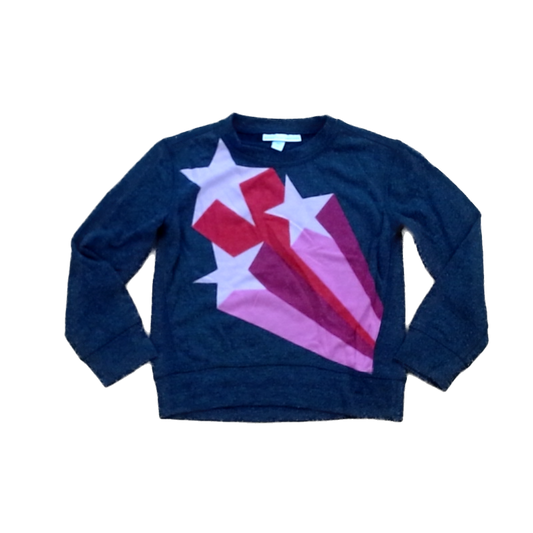 Rockets Of Awesome Girls Dark Gray | Pink Shooting Stars Long Sleeve T-Shirt Size: 3T Dark Gray | Pink Shooting Stars