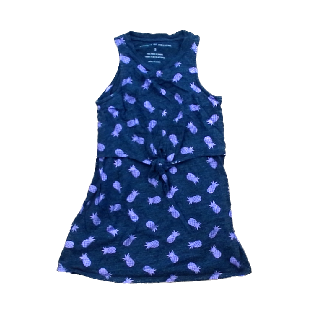 Rockets Of Awesome Girls Dark Gray | Purple Pineapples Dress Size: 5T Dark Gray | Purple Pineapples