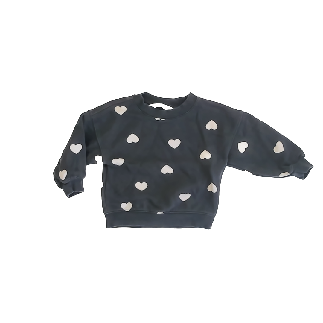 H&M Girls Dark Grey Hearts Sweatshirt Size: 2T Dark Grey Hearts