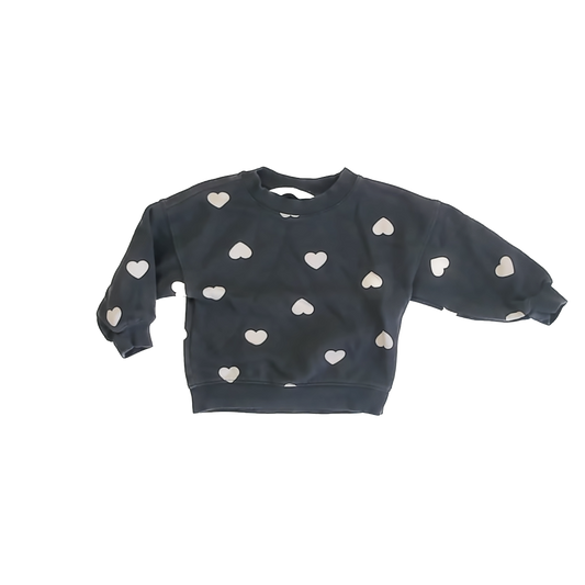 H&M Girls Dark Grey Hearts Sweatshirt Size: 2T Dark Grey Hearts