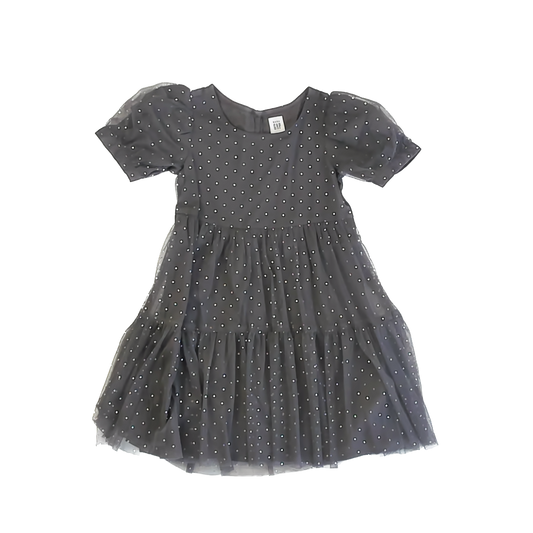 Gap Girls Dark Grey | Silver Polka Dot Special Occasion Dress Size: 4T Dark Grey | Silver Polka Dot