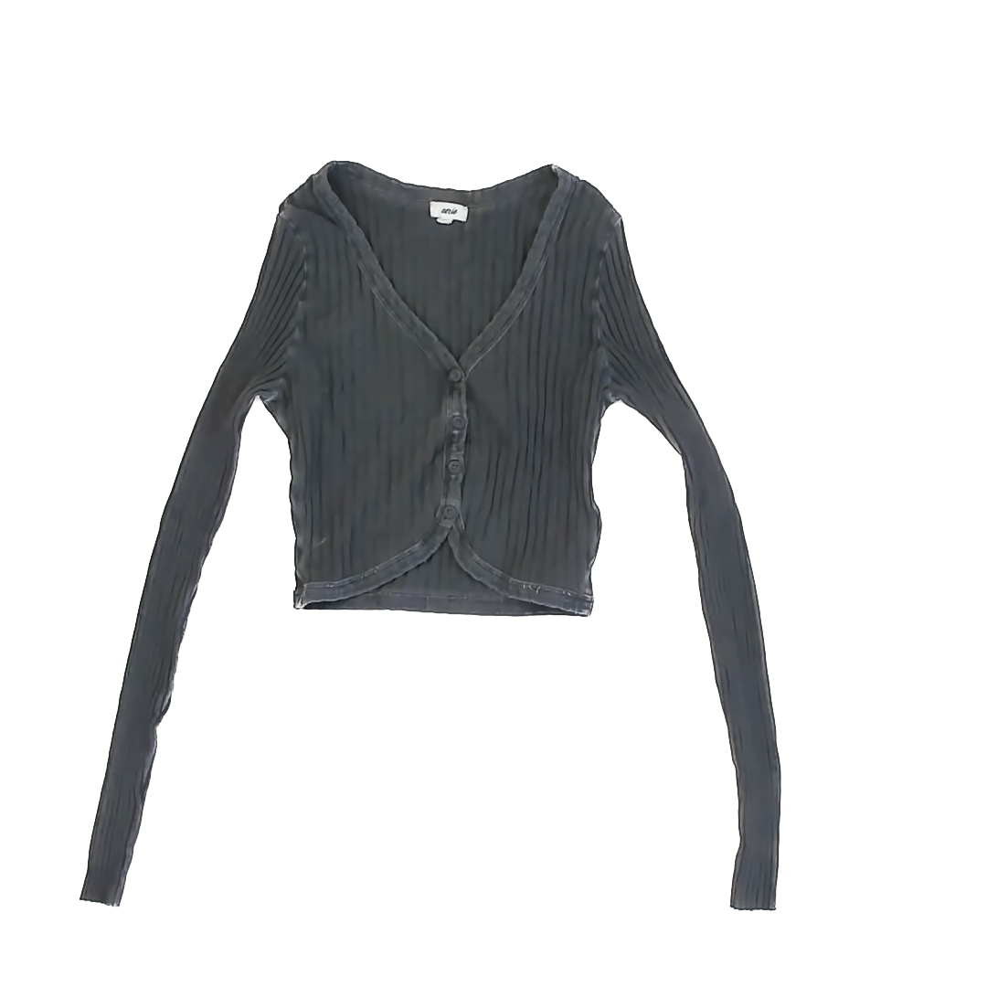 Aerie Girls Dark Grey Long Sleeve Shirt Size: S Dark Grey