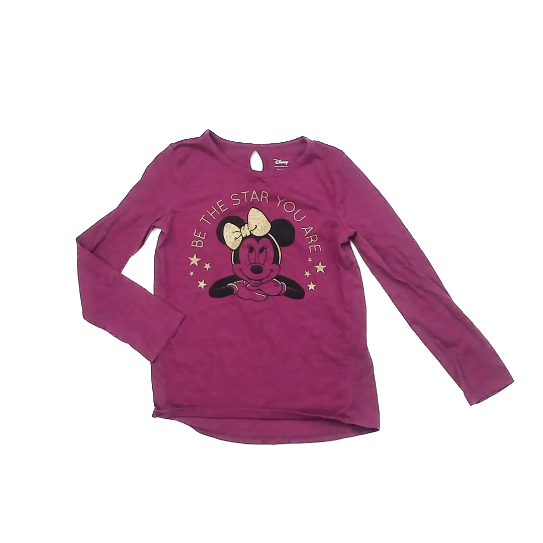 Disney x Jumping Beans Girls Dark Pink | Minnie Mouse Long Sleeve Shirt Size: 6 Years Dark Pink | Minnie Mouse