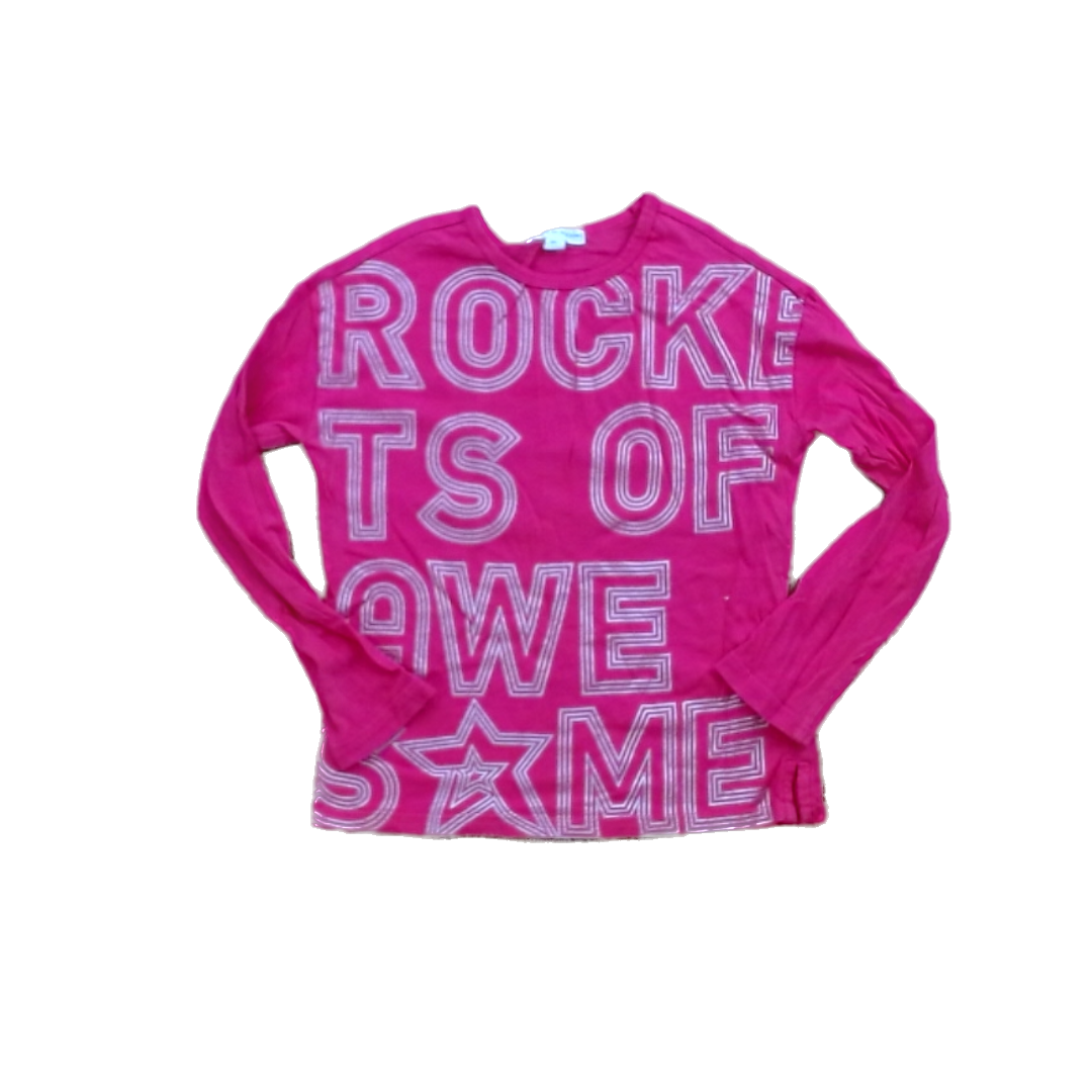 Rockets Of Awesome Girls Dark Pink | Silver ROA Long Sleeve T-Shirt Size: 5T Dark Pink | Silver ROA