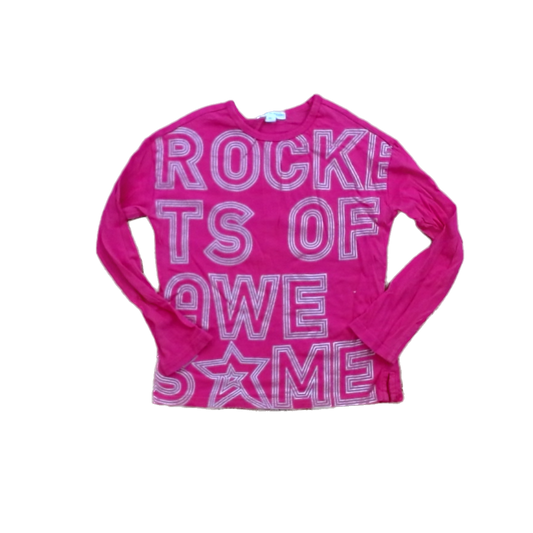 Rockets Of Awesome Girls Dark Pink | Silver ROA Long Sleeve T-Shirt Size: 5T Dark Pink | Silver ROA