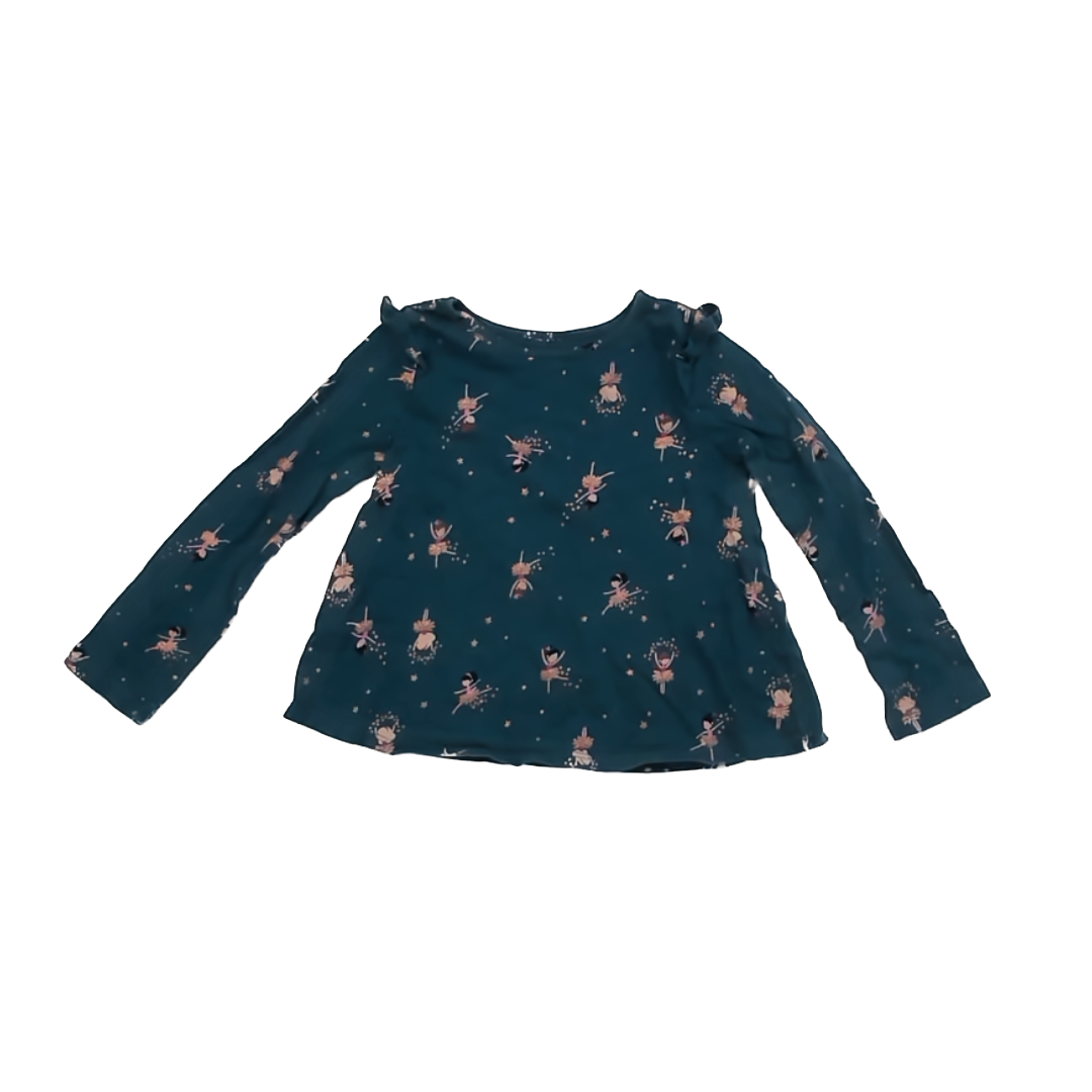 Jumping Beans Girls Dark Teal | Ballerina Long Sleeve Shirt Size: 4T Dark Teal | Ballerina