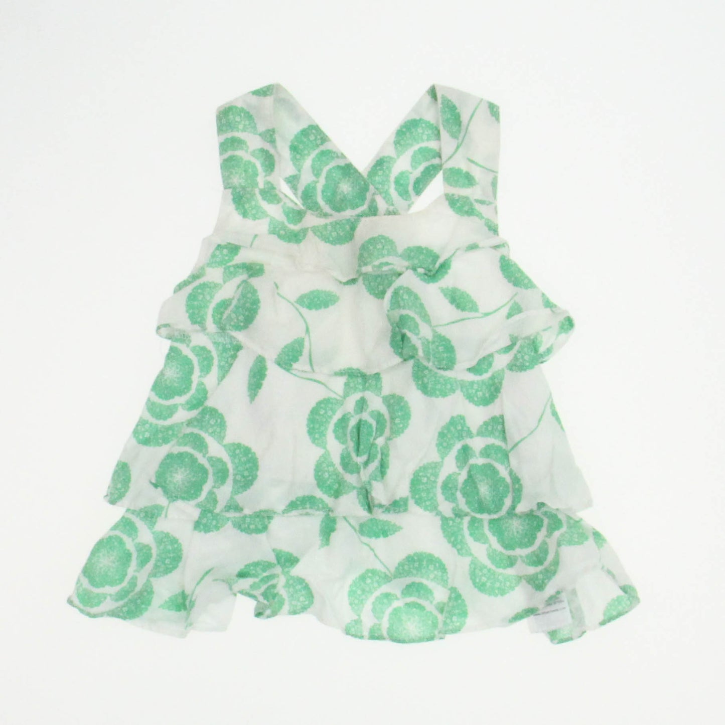 debenhams Girls White | Green Blouse Size: 12-18 Months White | Green