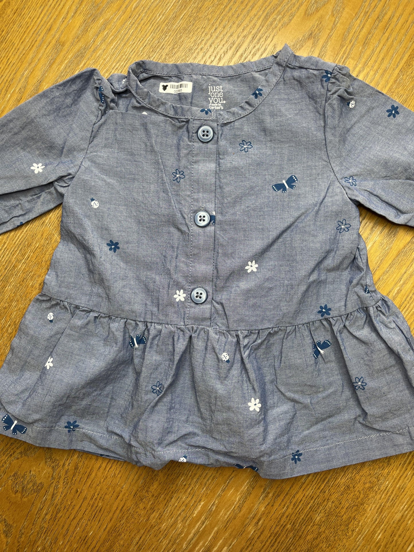 Carters Girls Denim | Flowers Long Sleeve Shirt Size: 18 months Denim | Flowers