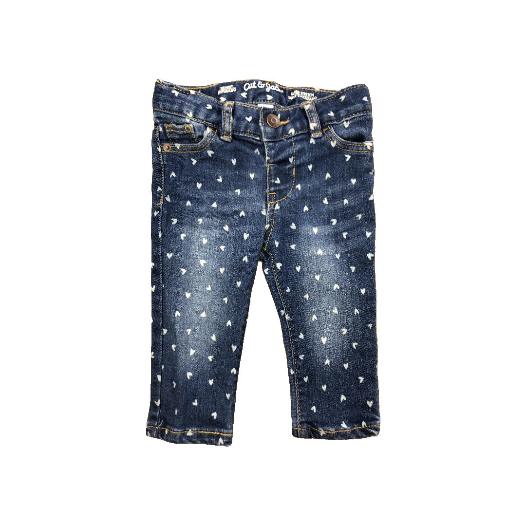 Cat & Jack Girls Denim | Hearts Jeans Size: 12 months Denim | Hearts