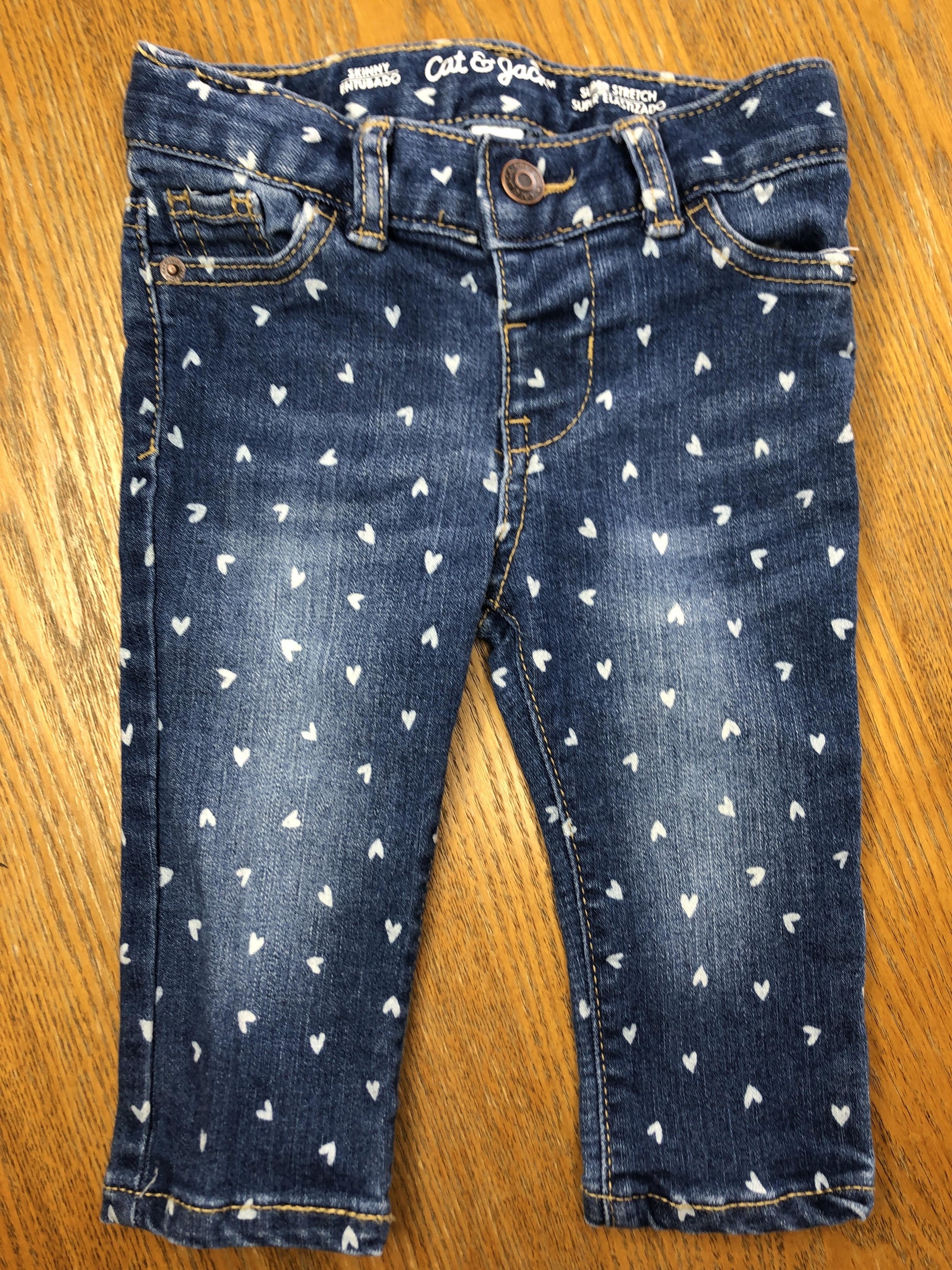 Cat & Jack Girls Denim | Hearts Jeans Size: 12 months Denim | Hearts