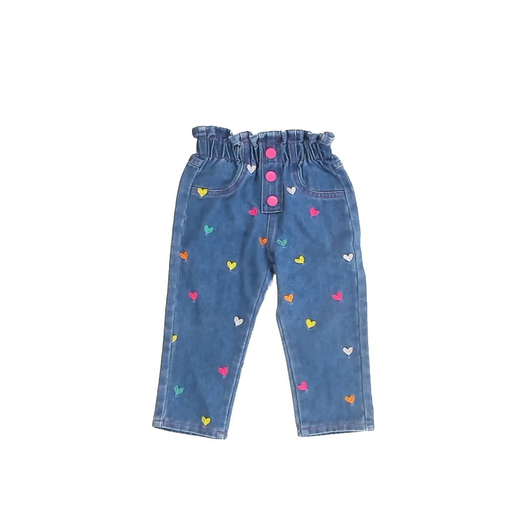 Unknown Girls Denim Hearts Jeans Size: 12-18 Months Denim Hearts