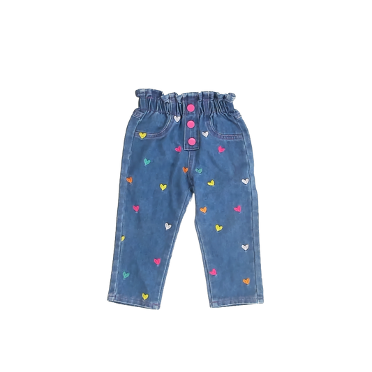 Unknown Girls Denim Hearts Jeans Size: 12-18 Months Denim Hearts