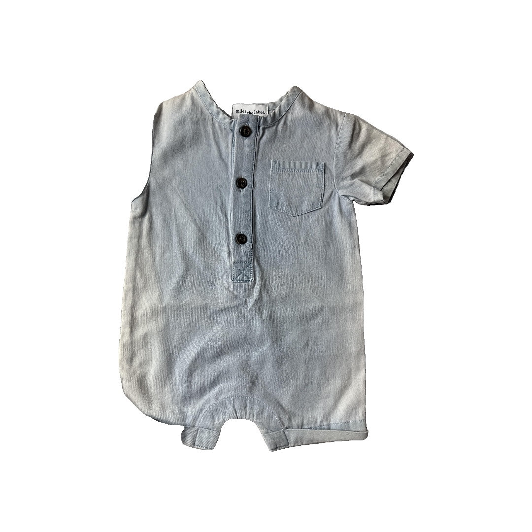 Miles the Label Unisex Denim | Light Blue Romper Size: 0-3 months Denim | Light Blue