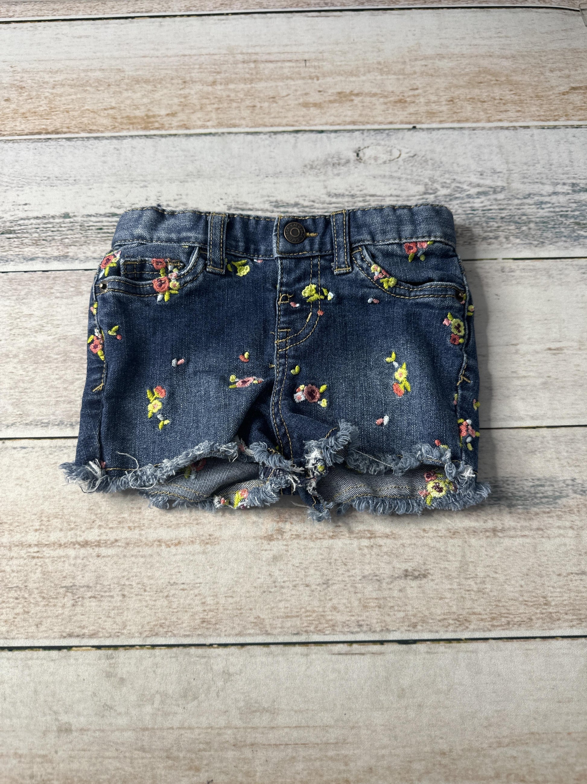 Cat & Jack Girls Denim | Pink floral Shorts Size: 18 months Denim | Pink floral