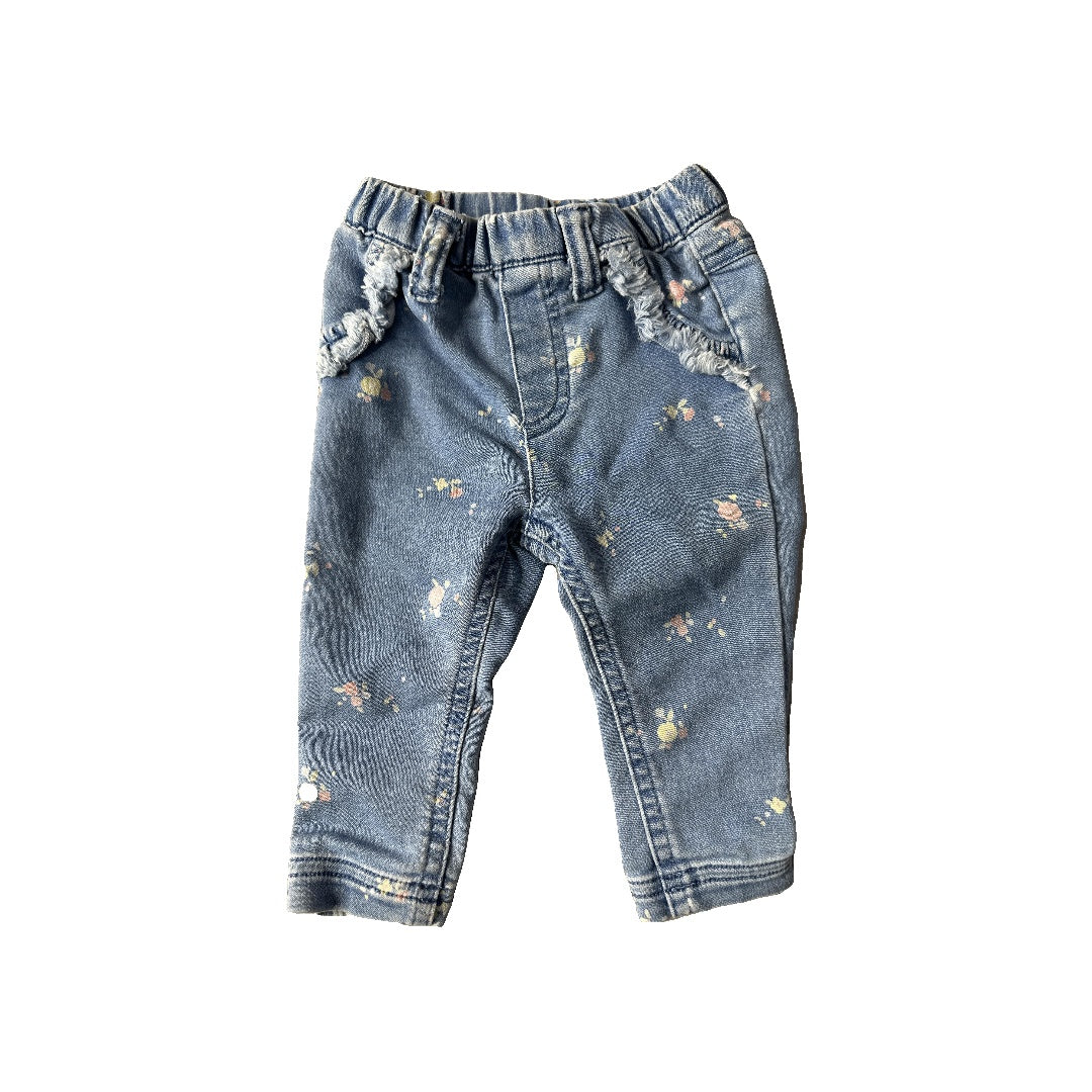 Cat & Jack Girls Denim | Pink floral Jeans Size: 3-6 months Denim | Pink floral