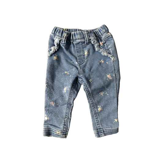 Cat & Jack Girls Denim | Pink floral Jeans Size: 3-6 months Denim | Pink floral