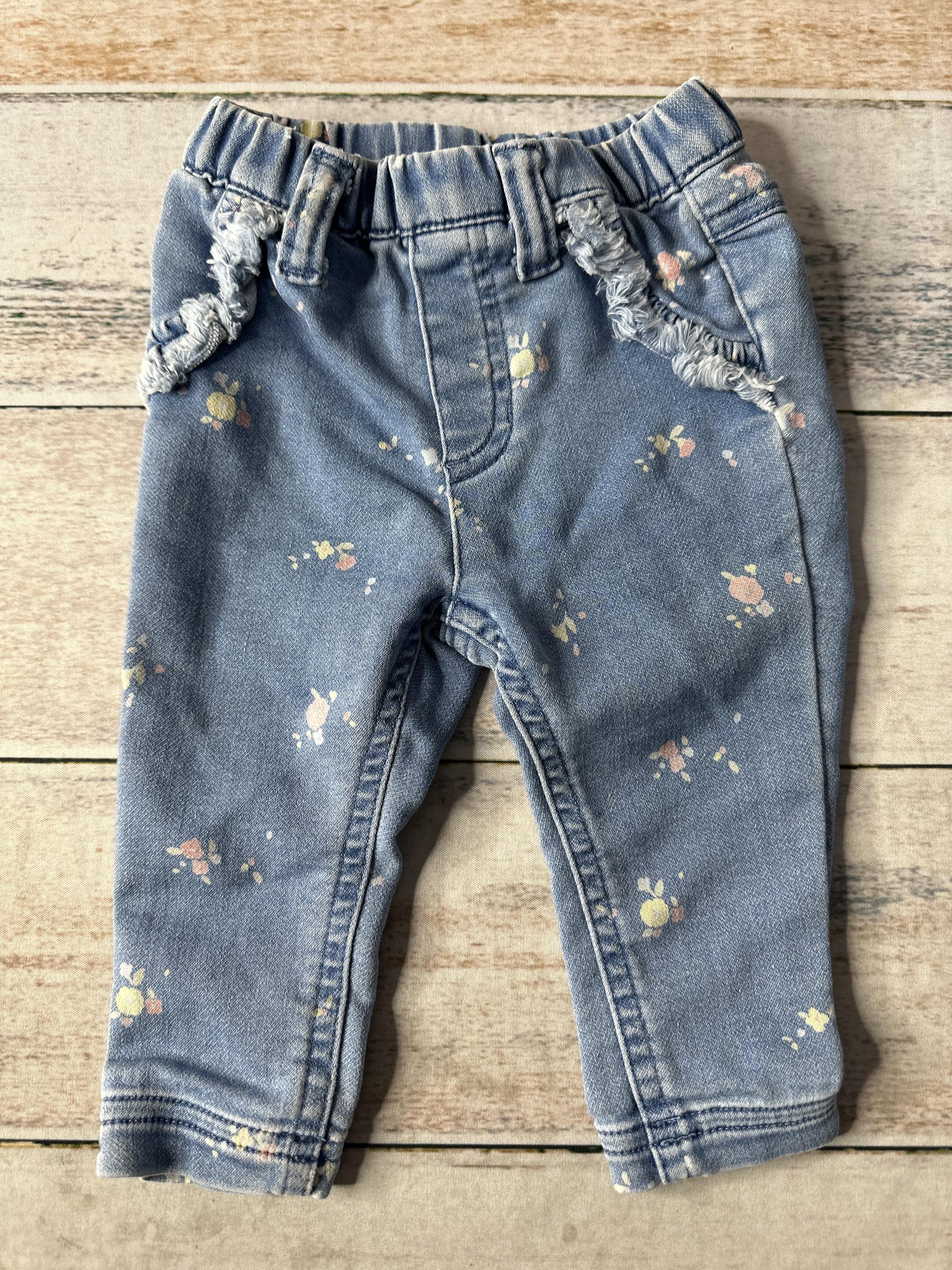 Cat & Jack Girls Denim | Pink floral Jeans Size: 3-6 months Denim | Pink floral