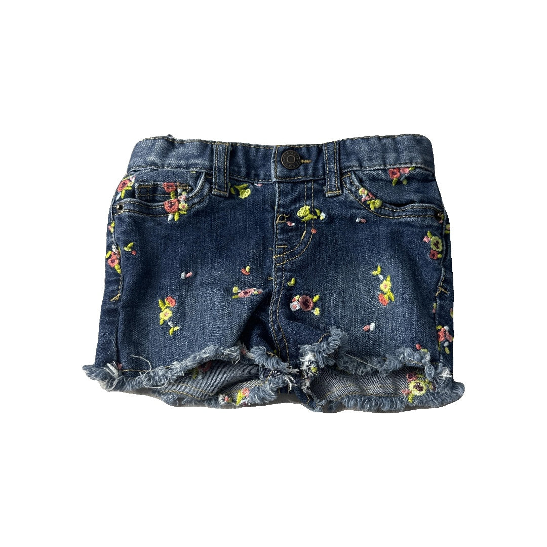 Cat & Jack Girls Denim | Pink floral Shorts Size: 18 months Denim | Pink floral