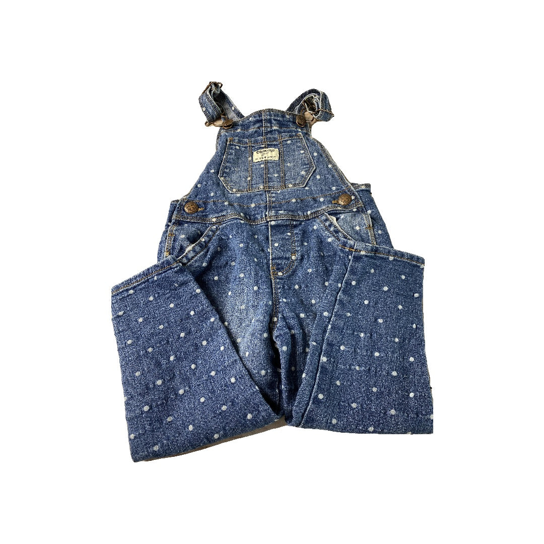 OshKosh Unisex Denim | polka dot Overalls Size: 2T Denim | polka dot