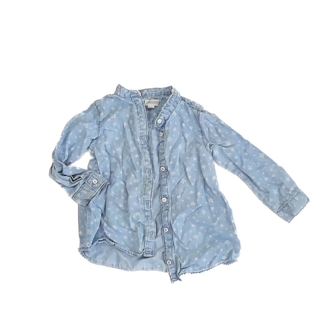 Gymboree Girls Denim | Stars Button Down Long Sleeve Size: 2T Denim | Stars