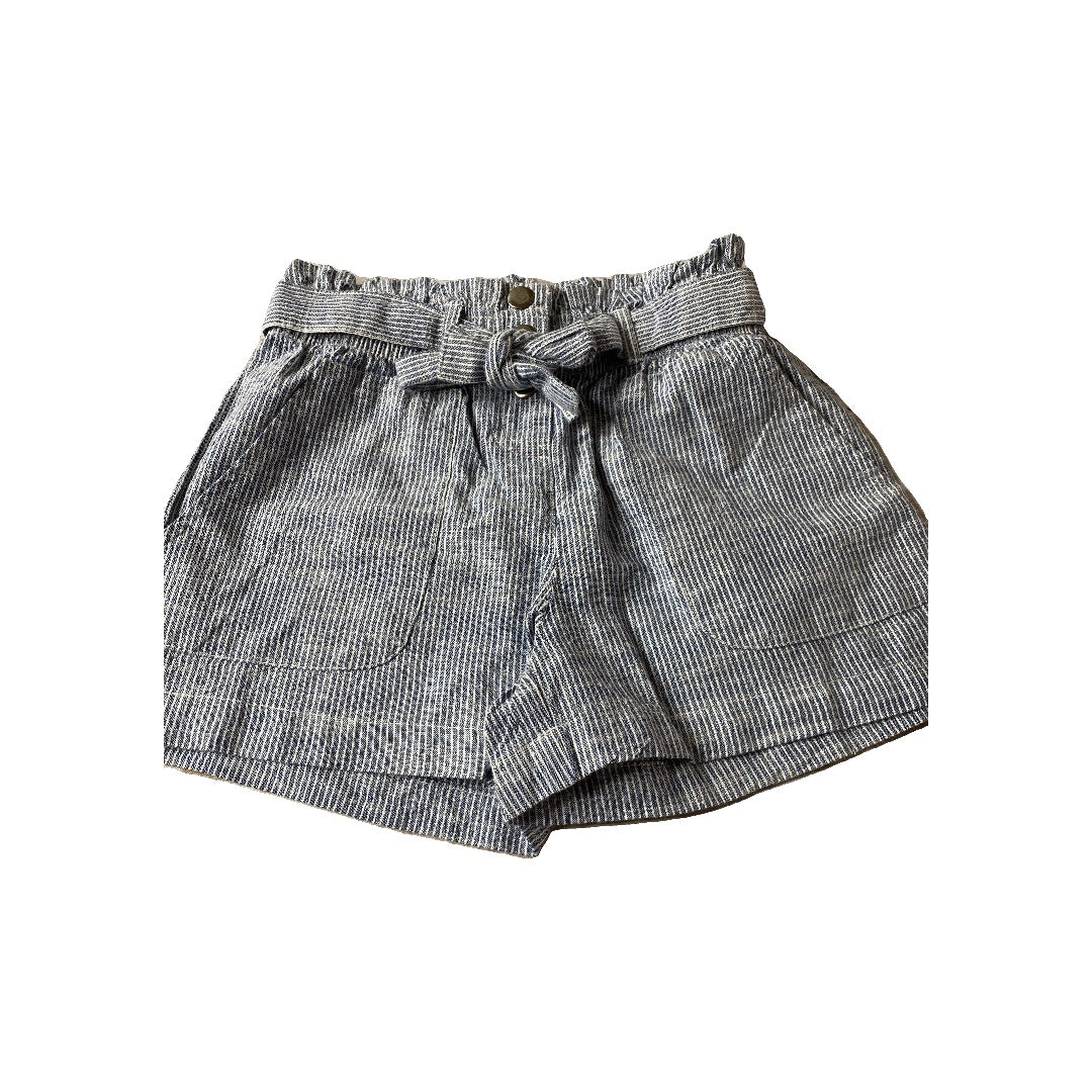 Japna Kids Girls Denim | White | Striped Shorts Size: 7 Denim | White | Striped
