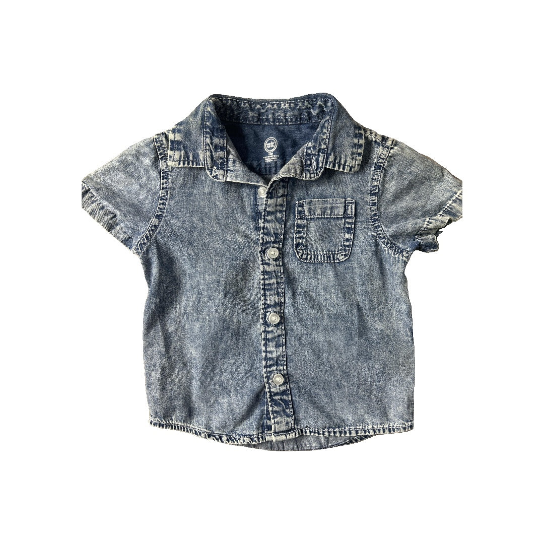 Unisex Denim Short Sleeve Shirt Size: 18 months Denim