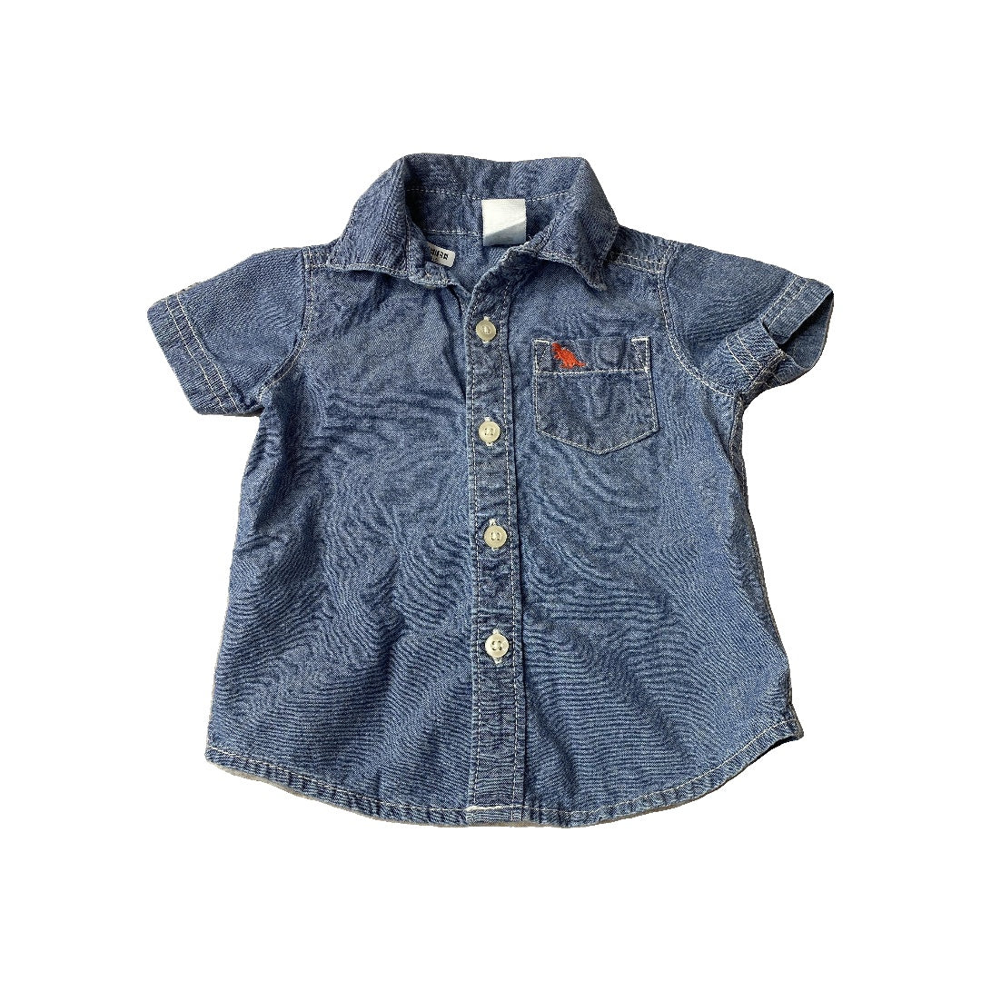 Carters Boys Denim Button Down Short Sleeve Size: 3 months Denim