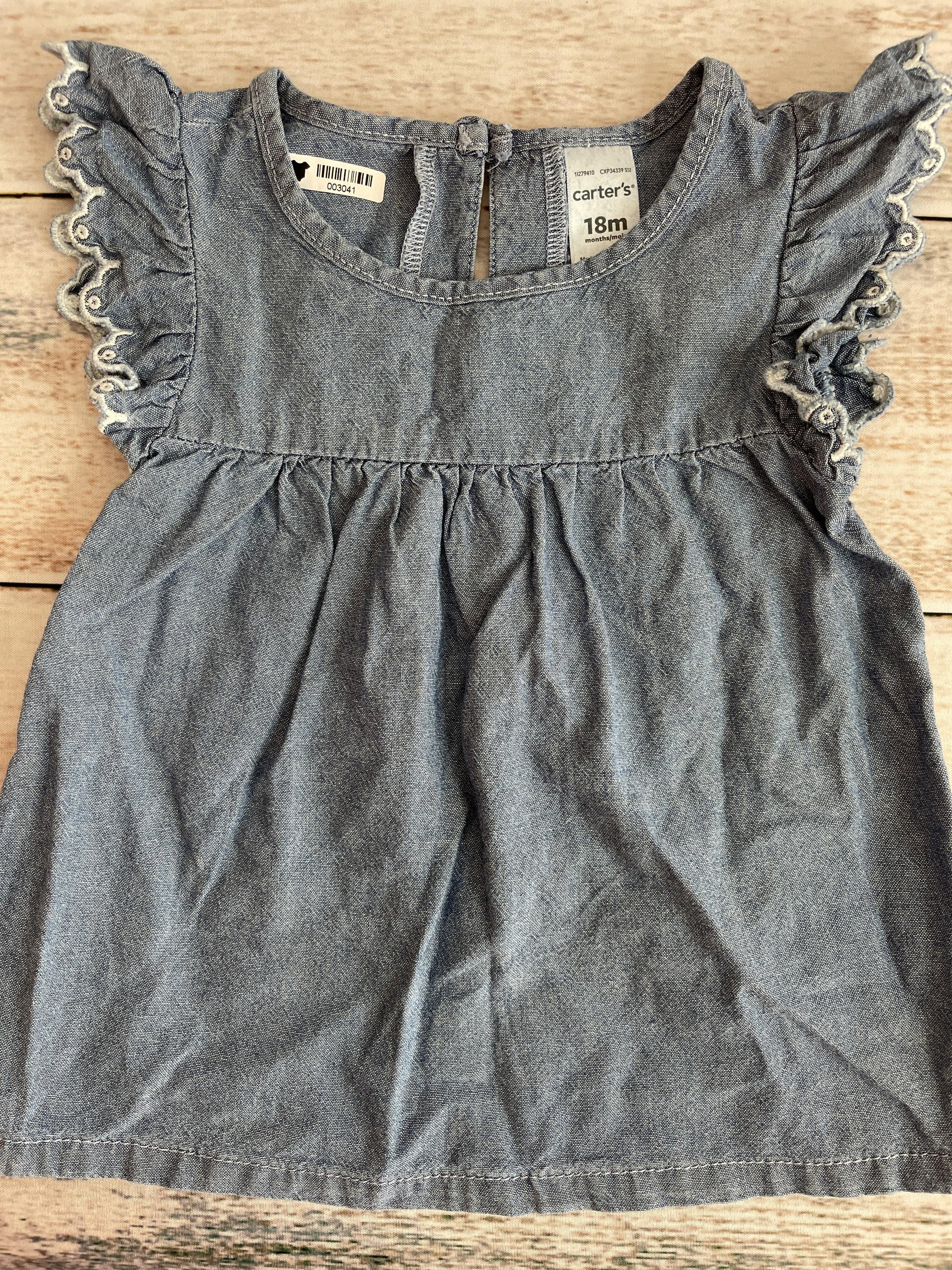 Carters Girls Denim Dress Size: 12-18 months Denim