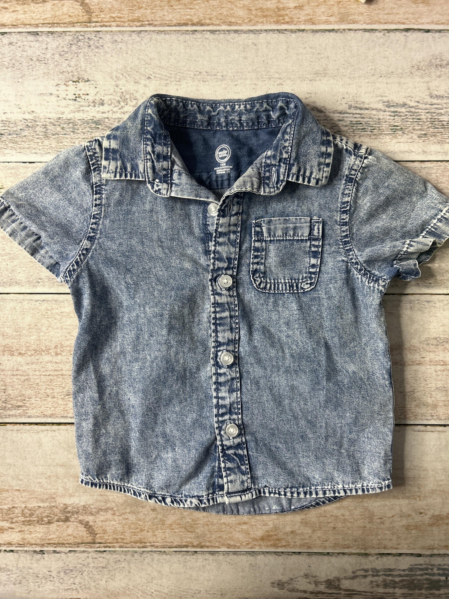 Unisex Denim Short Sleeve Shirt Size: 18 months Denim