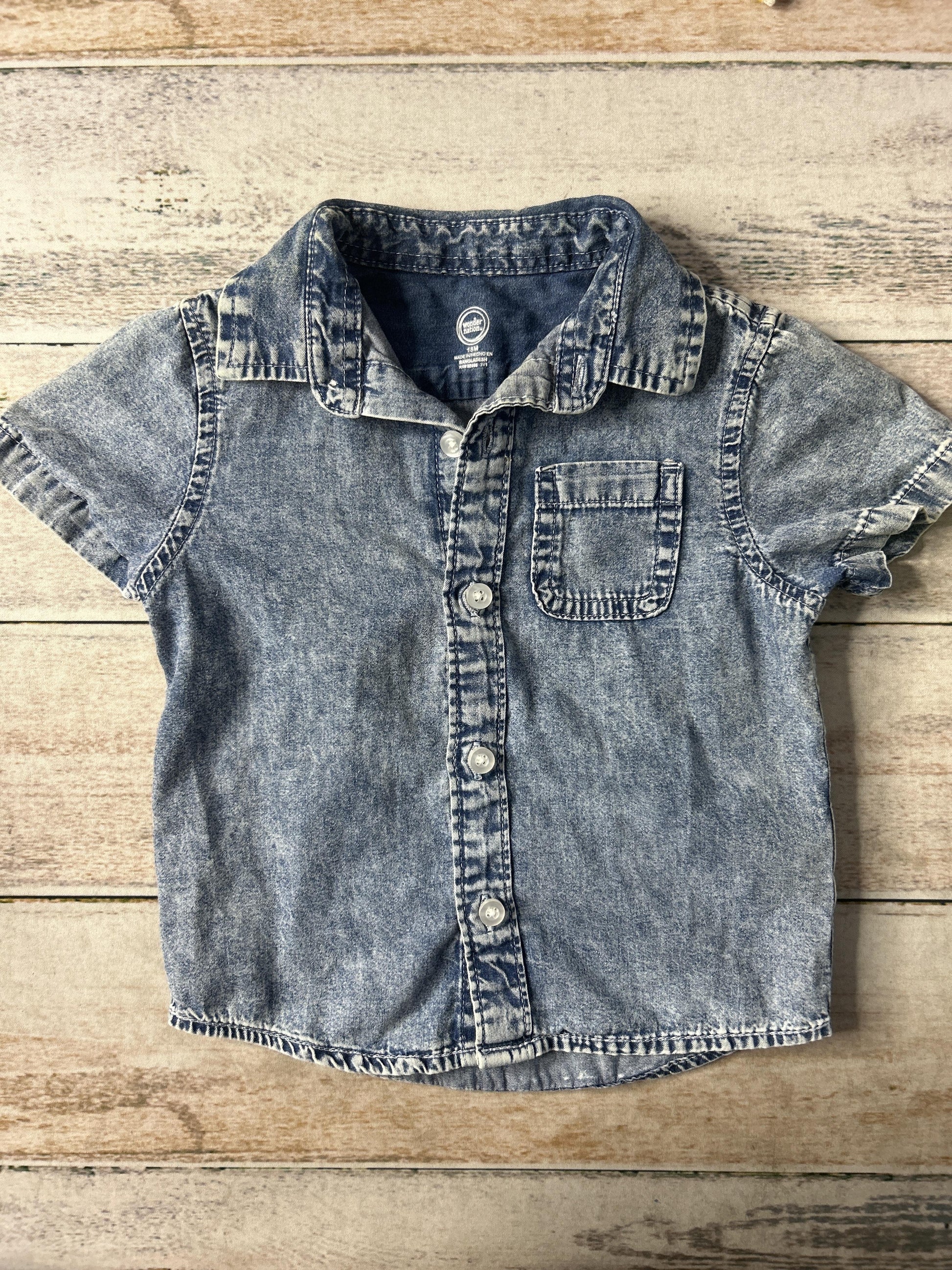 Unisex Denim Short Sleeve Shirt Size: 18 months Denim