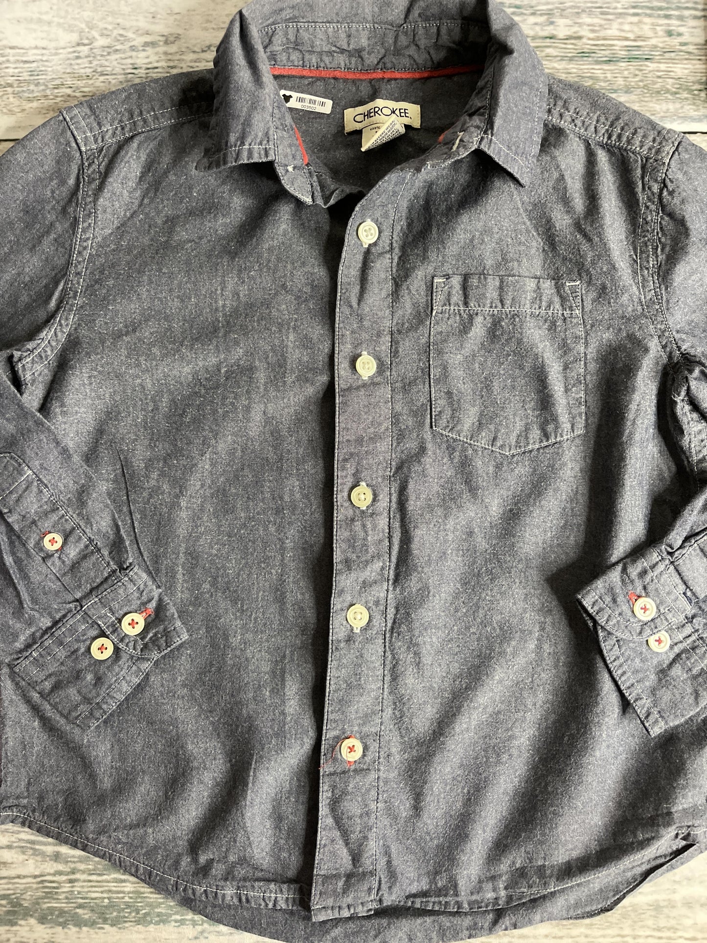 cherokee Boys Denim Button Down Short Sleeve Size: 4T Denim