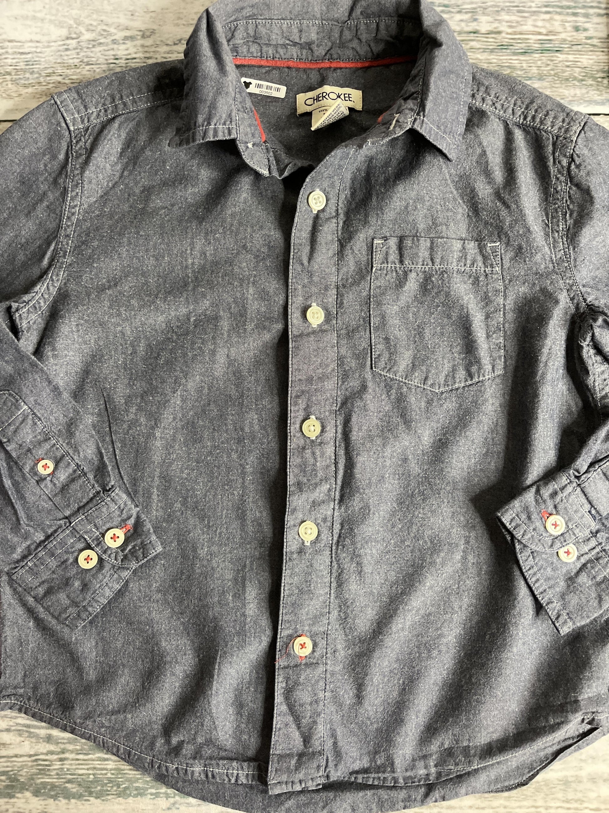 cherokee Boys Denim Button Down Short Sleeve Size: 4T Denim