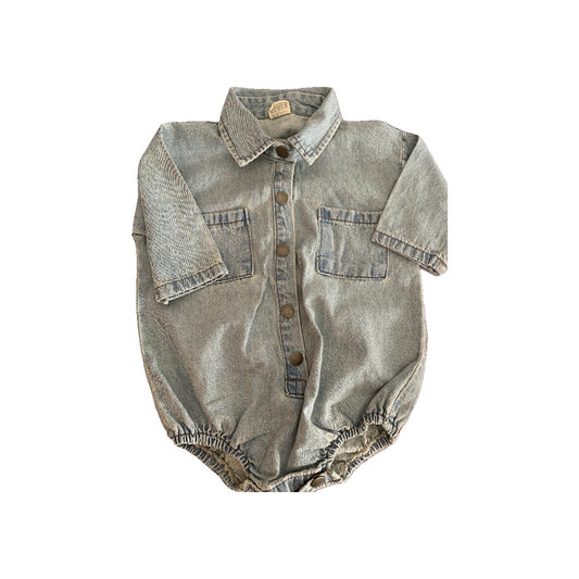 Blackbean Girls Denim Long Sleeve Outfit Size: 9-12 Months Denim