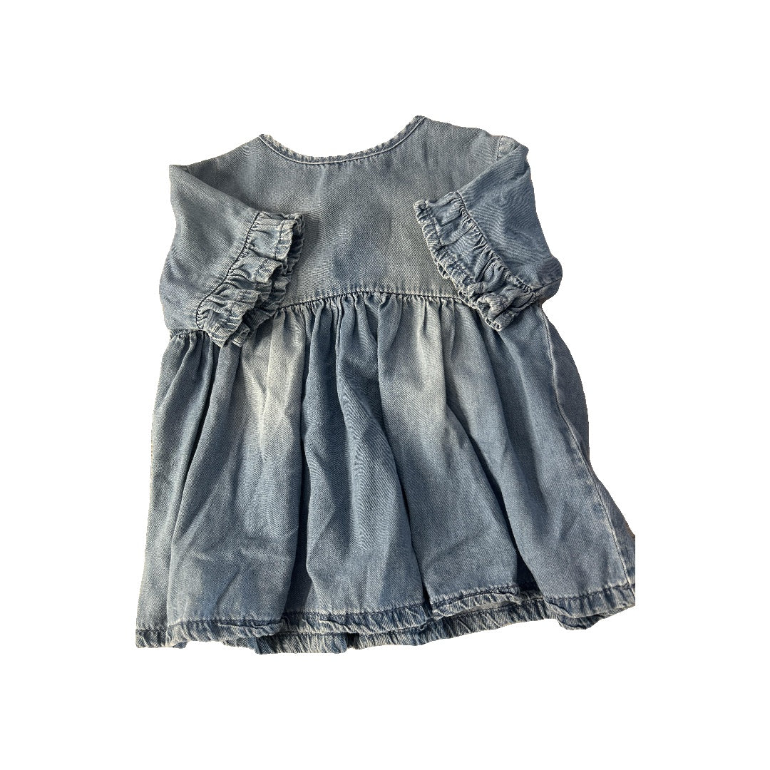 Girls Denim Dress Size: 9-12 Months Denim