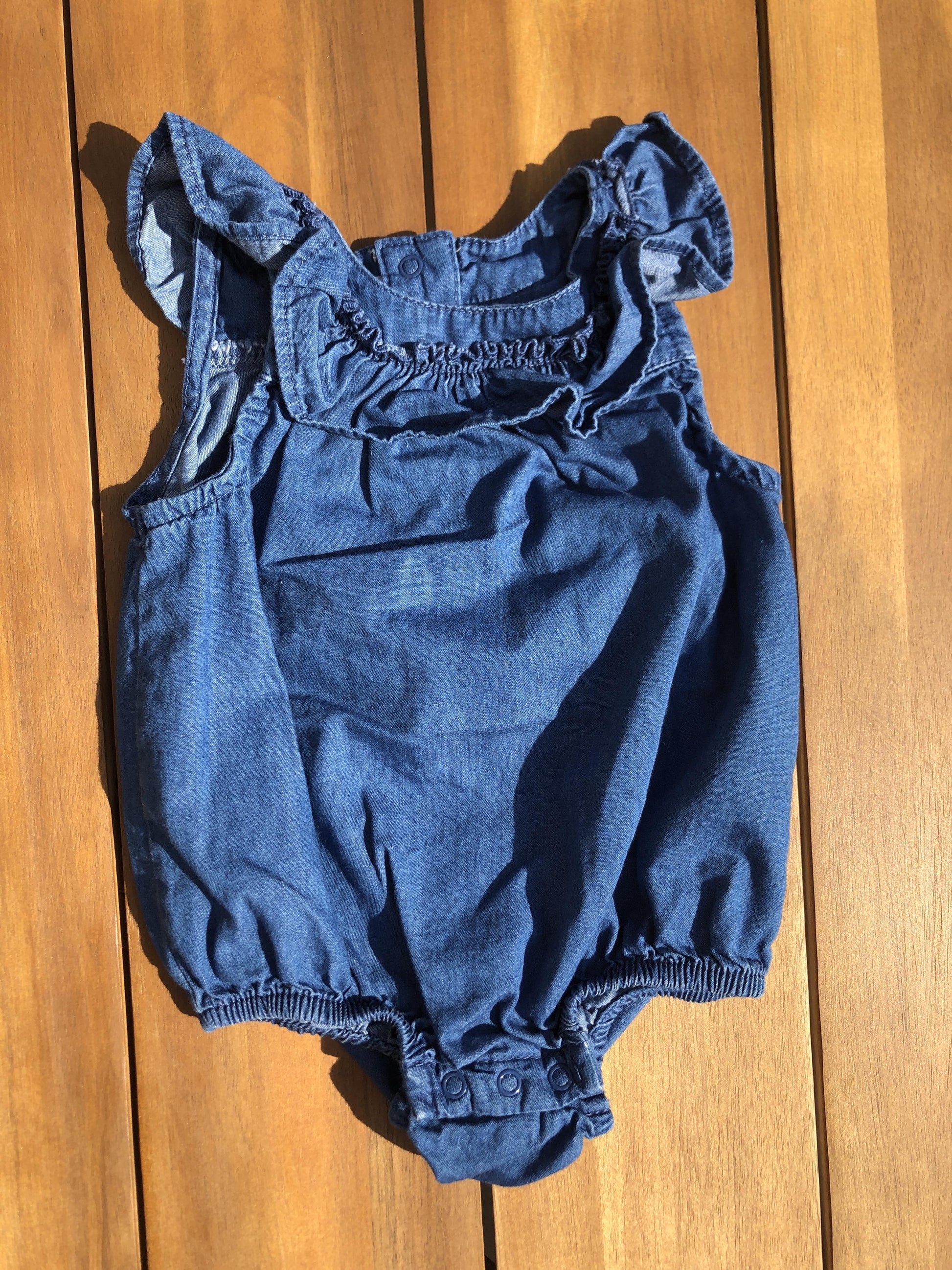 Cat & Jack Girls Denim Romper Size: 0-3 months Denim