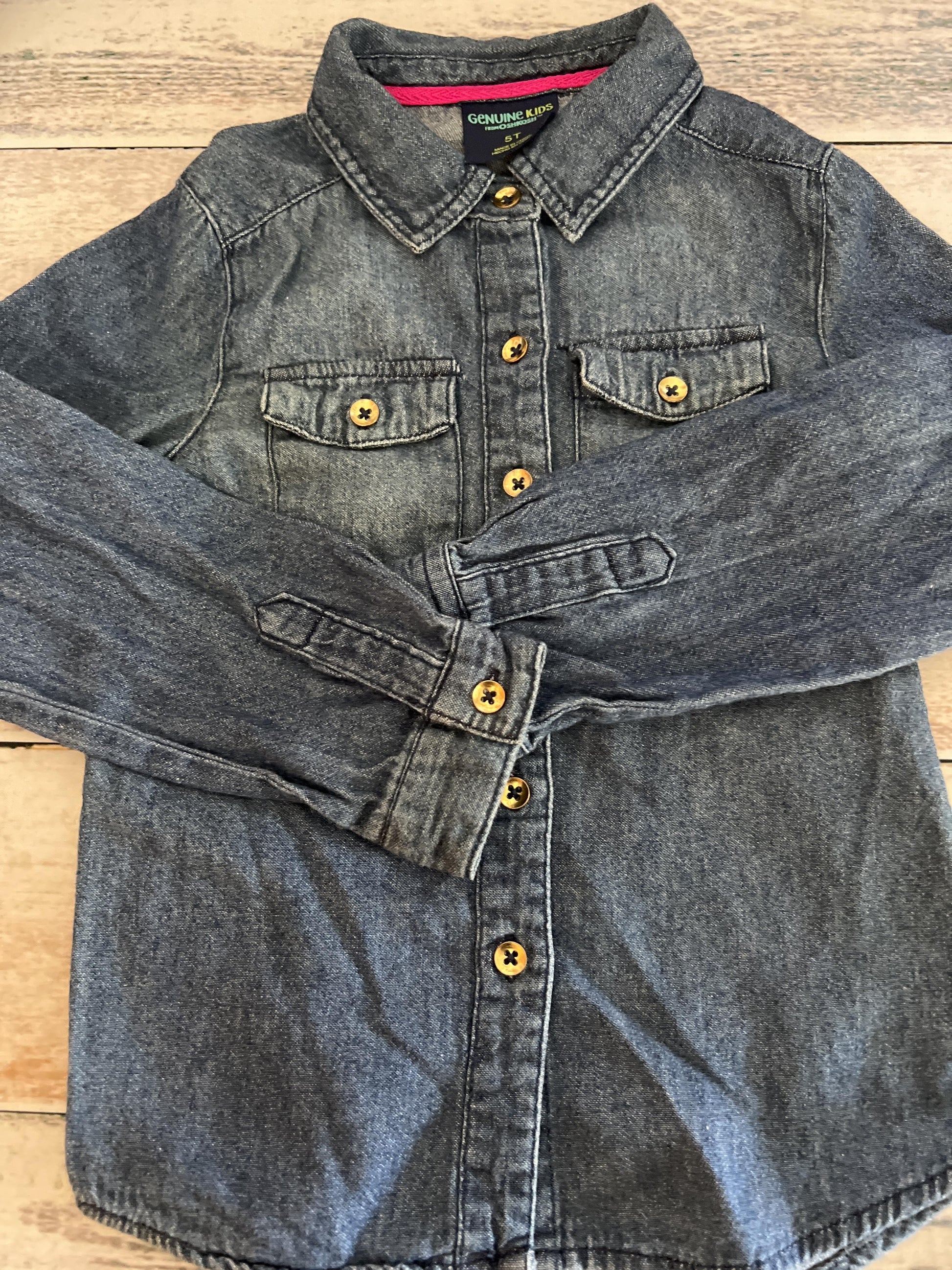 Gymboree Girls Denim Long Sleeve Shirt Size: 5 Denim