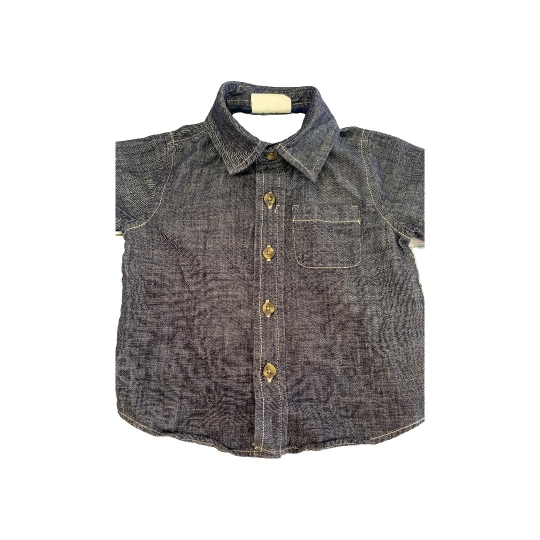 Crazy 8 Boys Denim Button Down Short Sleeve Size: 6-12 months Denim