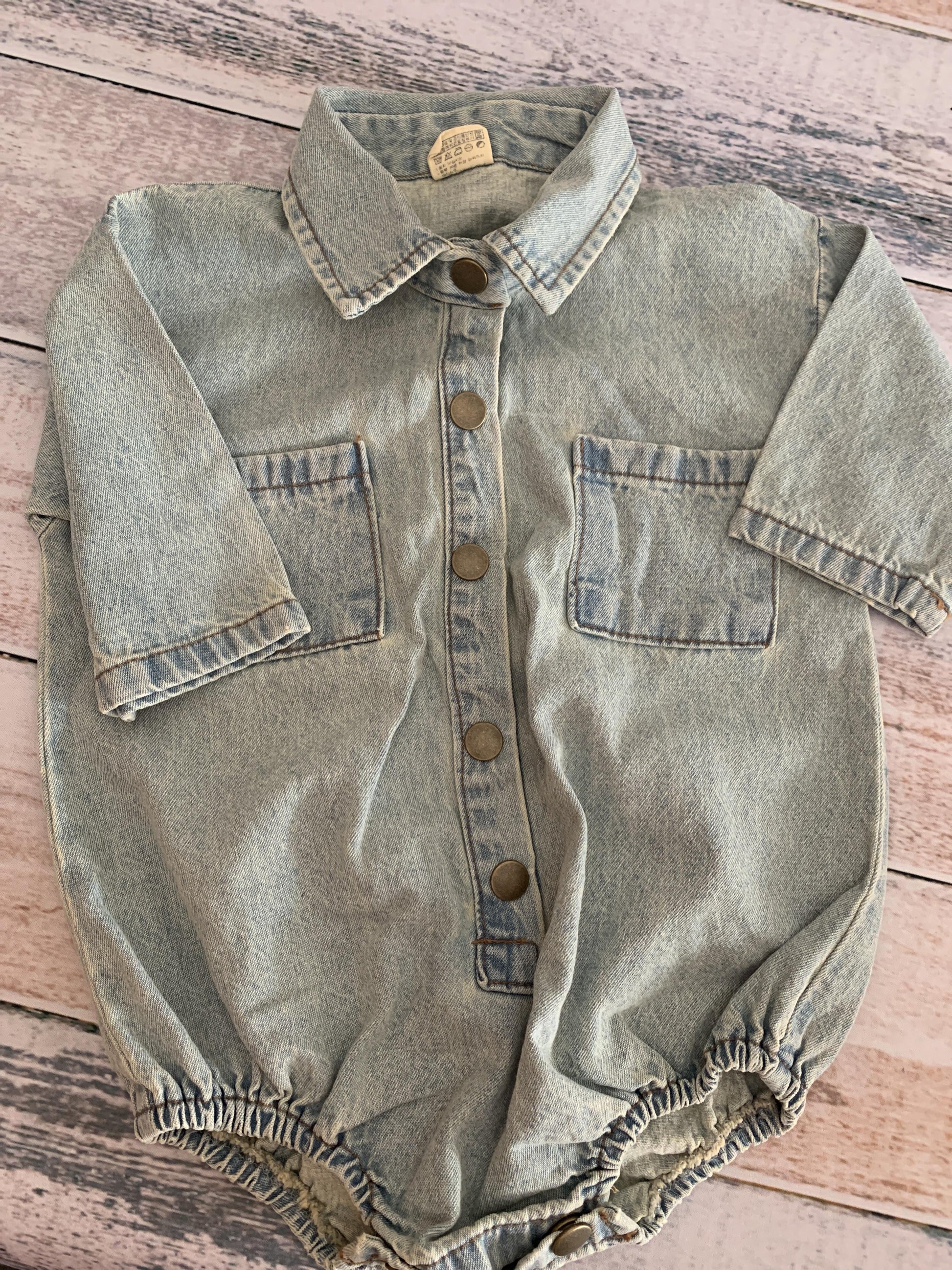 Blackbean Girls Denim Long Sleeve Outfit Size: 9-12 Months Denim