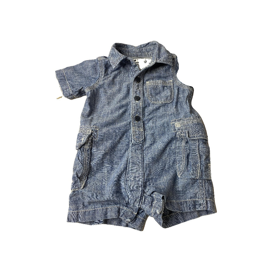 Gap Unisex Denim Romper Size: 3-6 months Denim