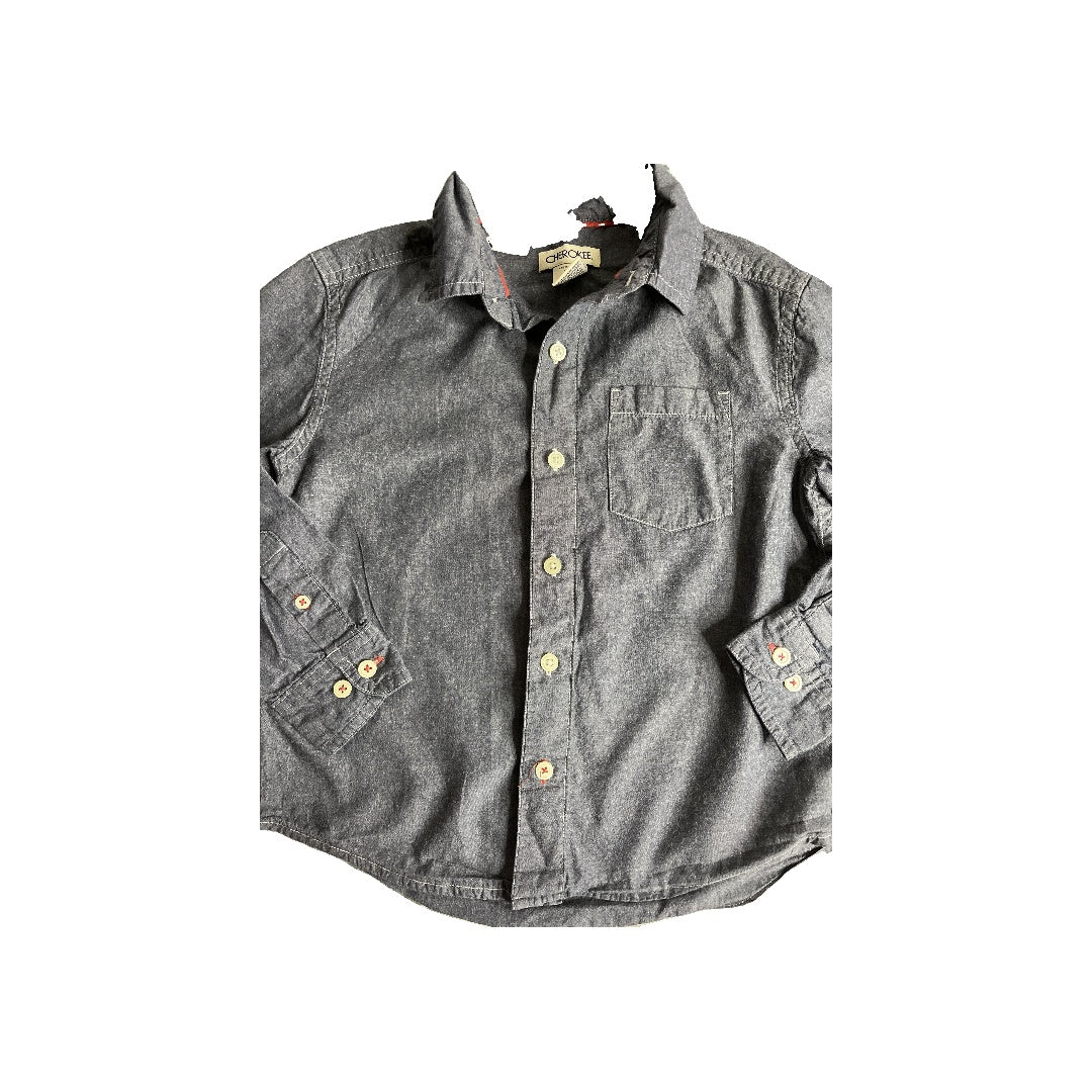 cherokee Boys Denim Button Down Short Sleeve Size: 4T Denim
