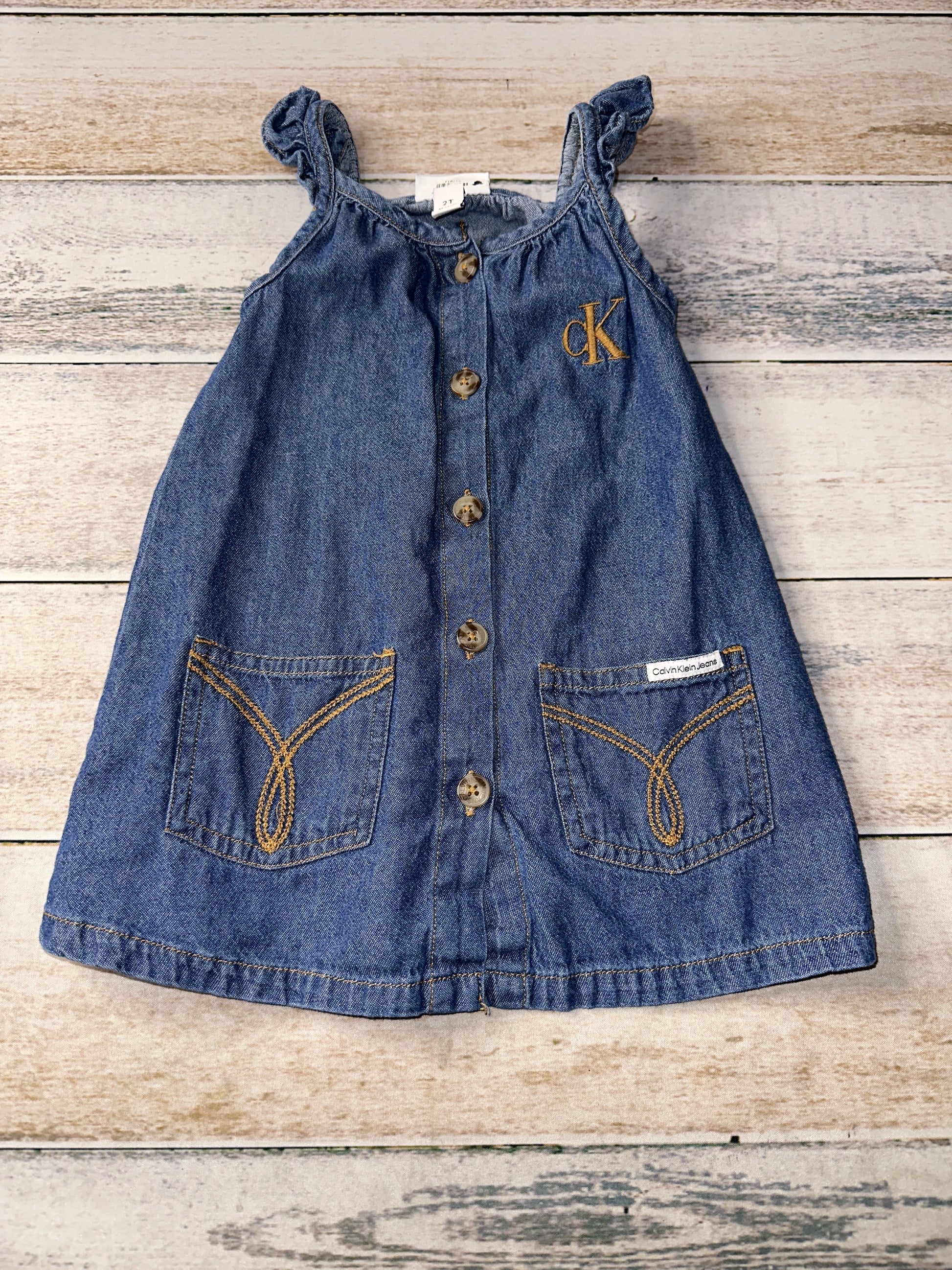 Calvin Klein Girls Denim Dress Size: 2T Denim