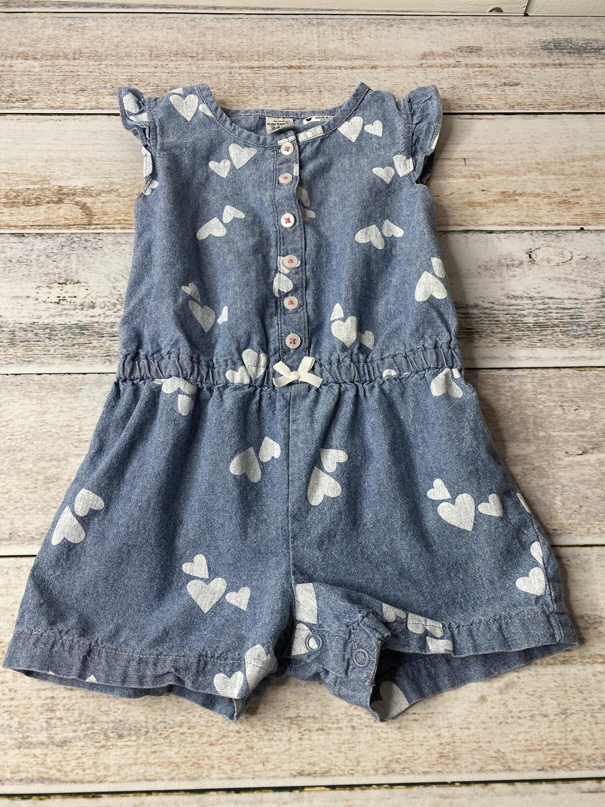 Carters Girls Denim Romper Size: 24 months Denim