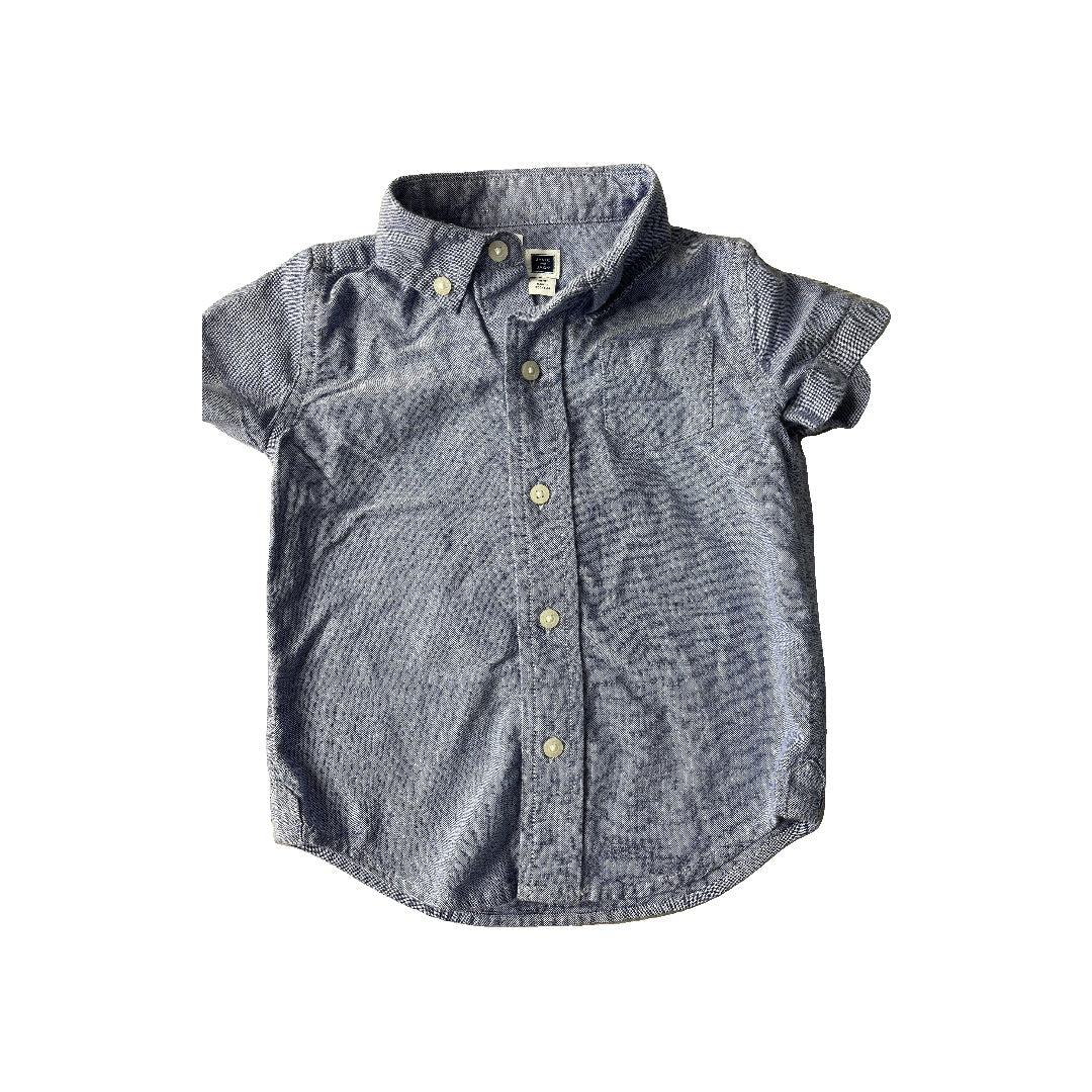 Janie and Jack Boys Denim Button Down Short Sleeve Size: 2T Denim