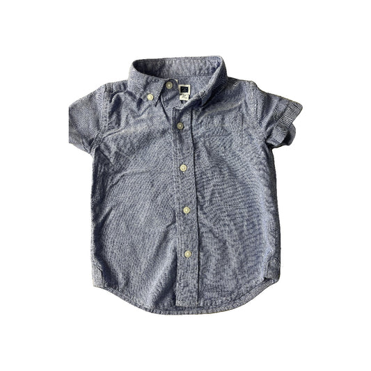 Janie and Jack Boys Denim Button Down Short Sleeve Size: 2T Denim